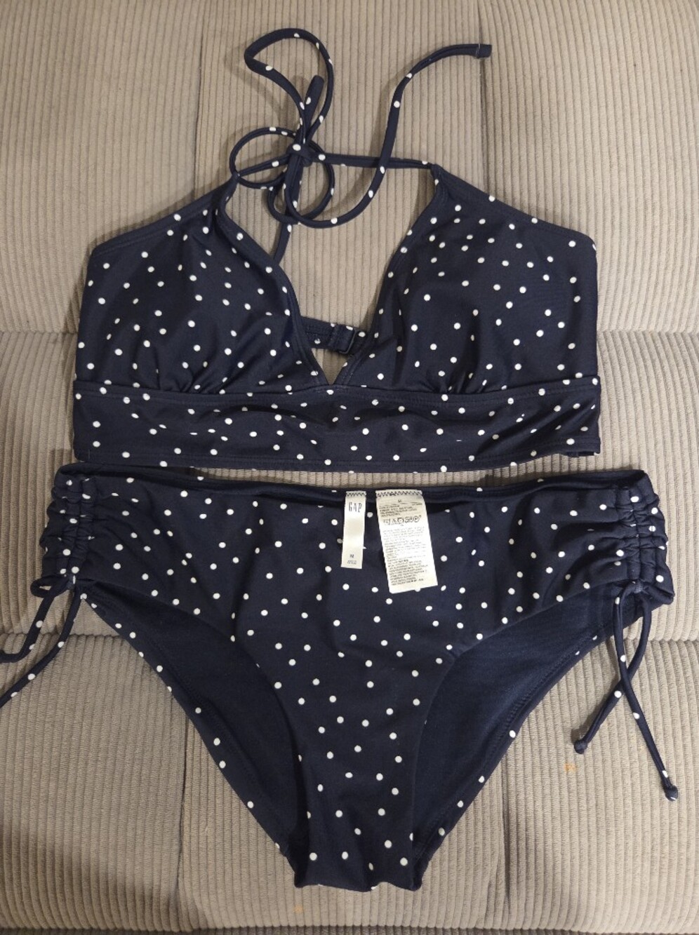 GAP Navy Blue and White Polka Dot Two-Piece Swim Bikini